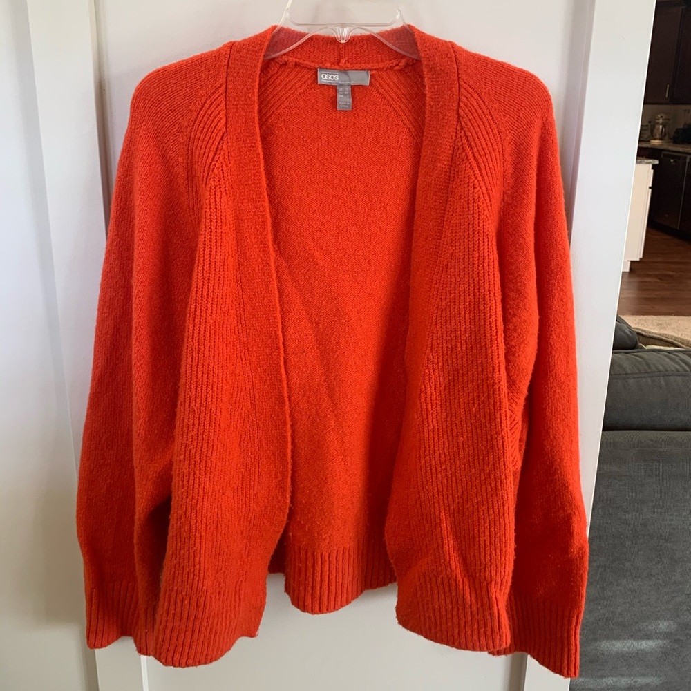 Women’s red cardigan knit sweater from ASOS